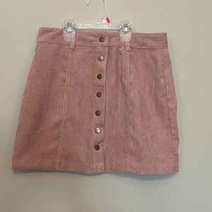 Pink Button Down Corduroy Skirt
